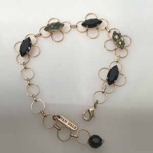 Swarovski Crystal Rose Gold Tone Bracelet Flower Link Adjustable Signed Van Galz